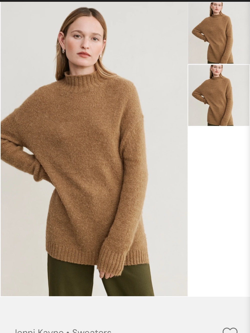 Jenni Kayne Alpaca Mockneck Camel Turtleneck Sweater Pullover Women’s XS